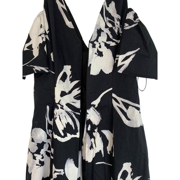 NWT Ralph Lauren 4P Black Floral Cold Shoulder Flutter Sleeve Dress RDD10667 - Picture 7 of 10
